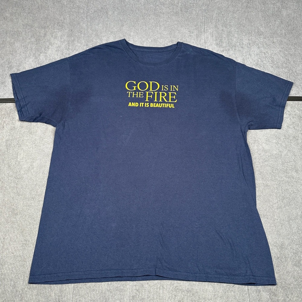 I Can Only Imagine 2 God Is In The Fire Navy Blue Graphic T-Shirt XL Y2k